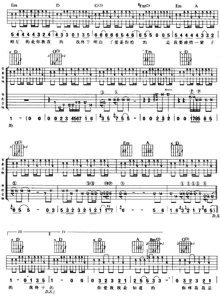 《爱是怎样炼成的吉他谱》_谢雨欣__图片谱标准版_D调 图二