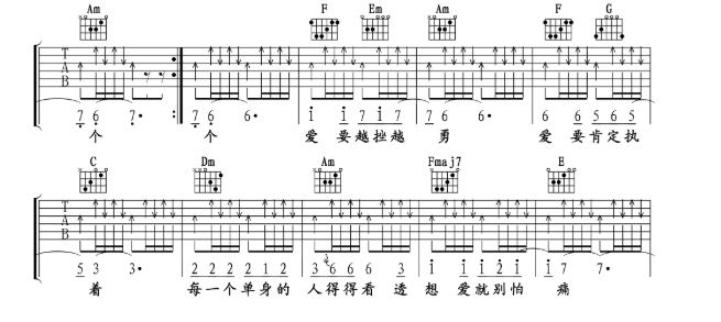 《单身情歌吉他谱》_萨克斯_C调 图二