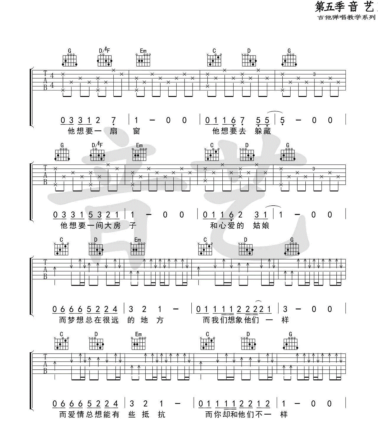 《旅途吉他谱》_朴树_声玩具_G调六线谱完整版_G调 图二