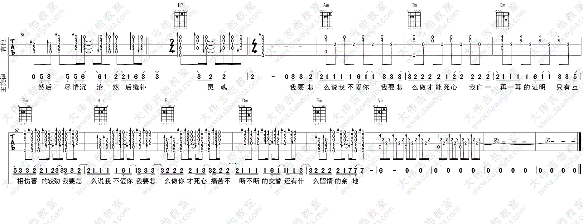 《怎么说我不爱你吉他谱》_萧敬腾__图片谱标准版_C调 图5
